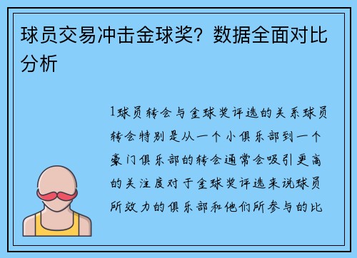 球员交易冲击金球奖？数据全面对比分析